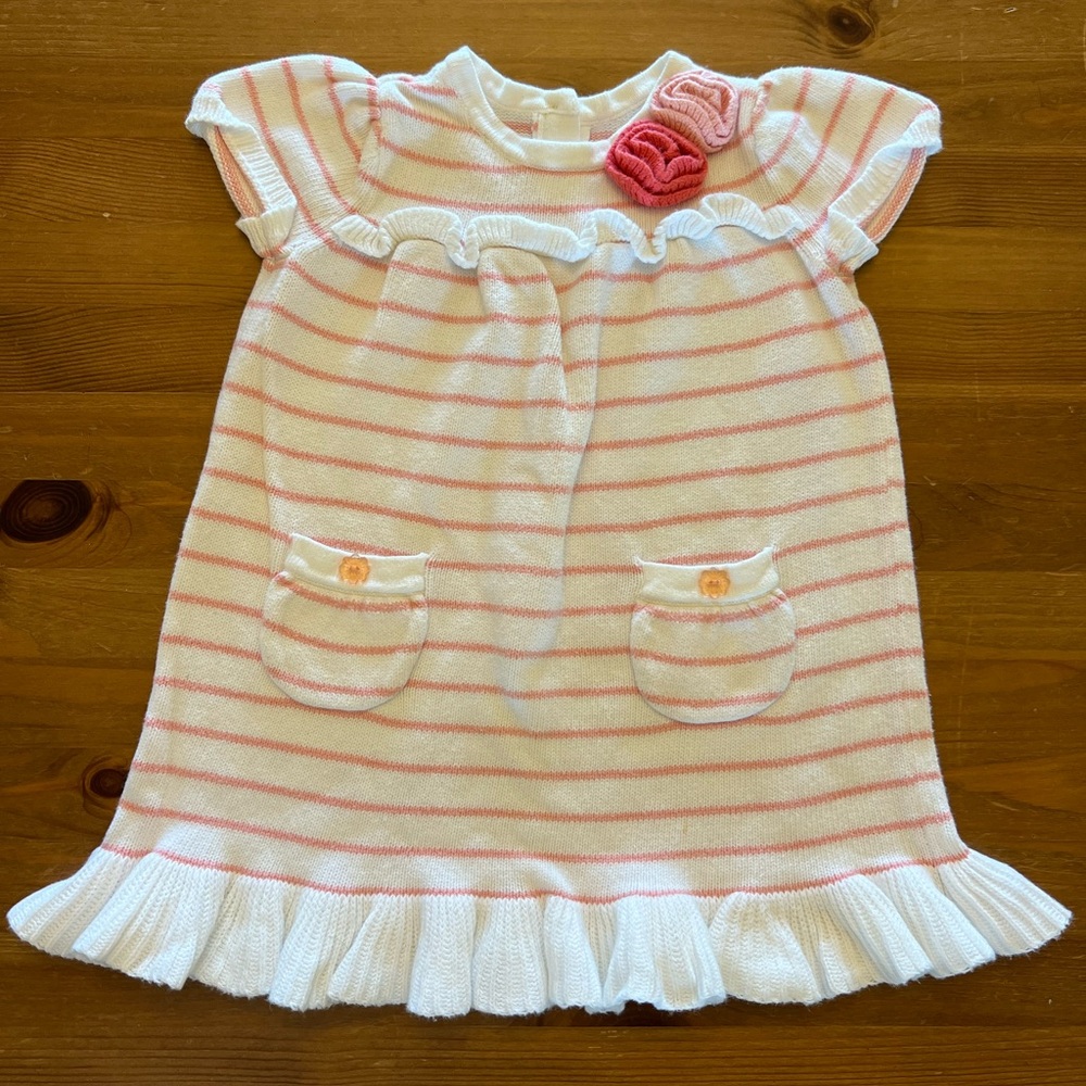 Gymboree White & Pink 100% Cotton Knit Toddler Girls Dress Size 2T with Bloomers